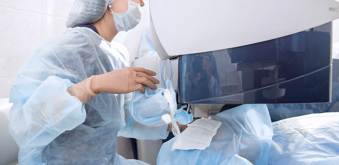 Person undergoing laser eye surgery